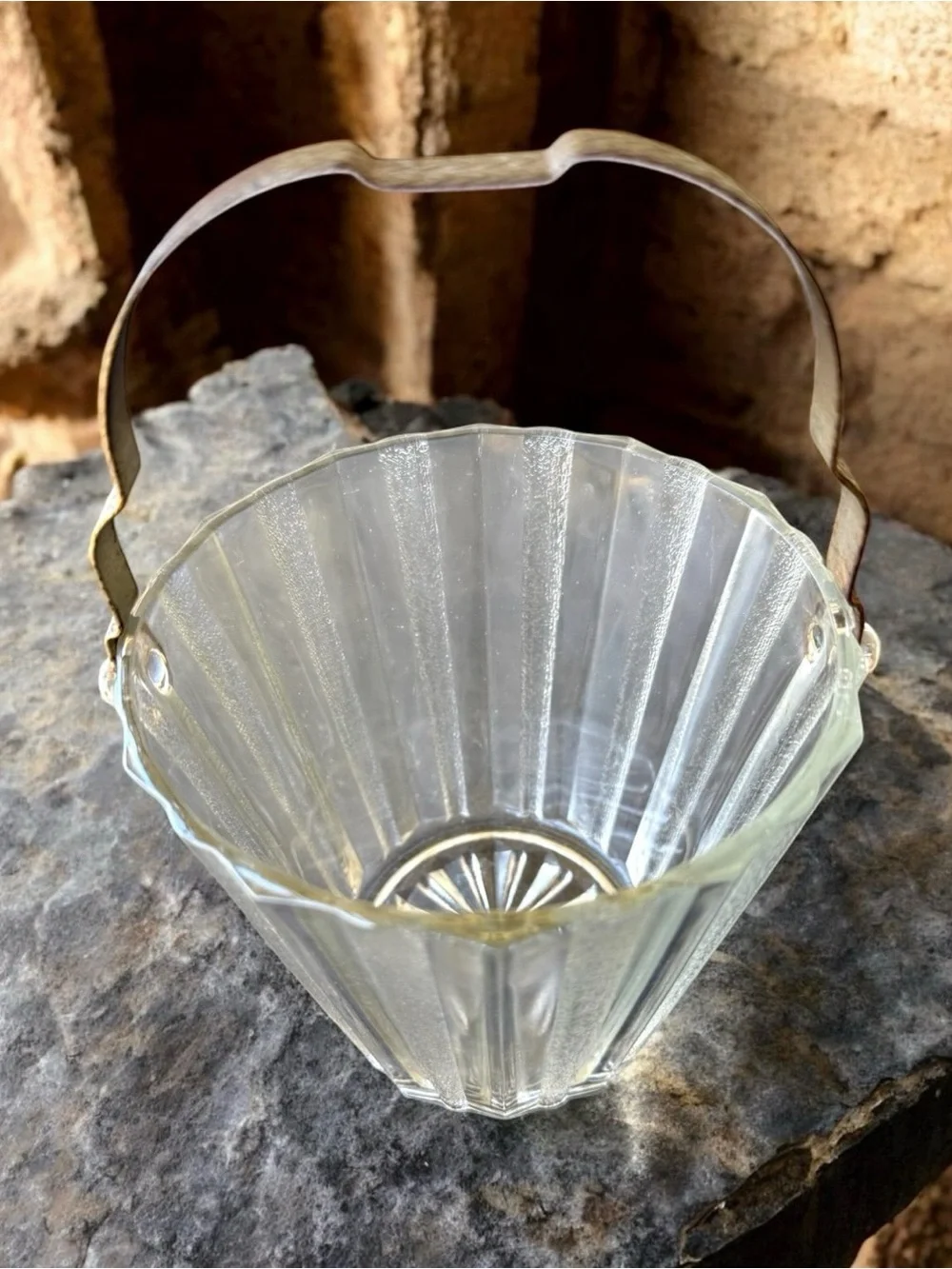 Mid-Century Modern (MCM) glass ice bucket produced by the Heller Glass Company